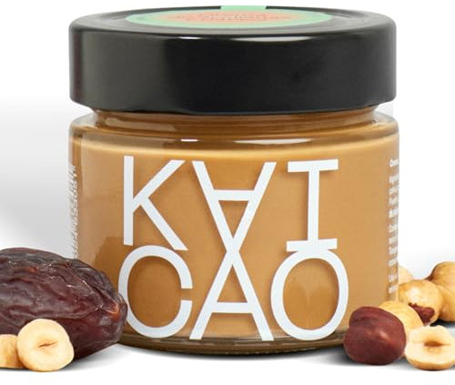 Kaicao Crema de Avellana y Dátiles - sin Azúcar Refinada - 100% Natural, Vegano, sin Gluten – Avellanas Tostadas del Norte de España y Dátiles de Deglet Noor - 200g