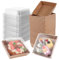 GBACHOOSE 75 cajas de transporte para tartas de cartón, 13,5 x 12,5 x 6,5 cm, cajas de cartón para tartas, cupcakes, cajas de transporte para tartas con tapa, caja de bento para tartas, sándwiches,