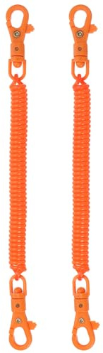 PATIKIL 2 Paquets Porte-Clés Rétractable 20cm pour Clés Portefeuille Orange | Ressorts, Porte-Clés Anti-Perte Chaîne Porte-Clés Lanière Cordon avec Fermoir Mousqueton Métal