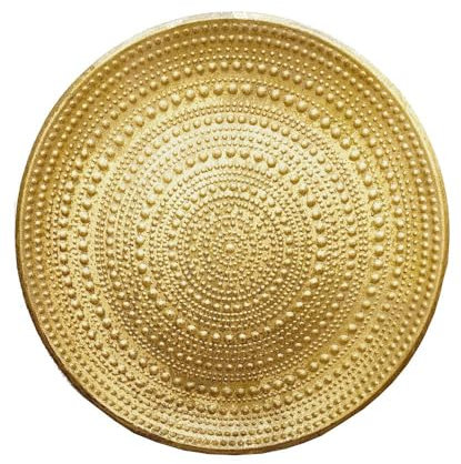 Decpero Teller - Holzteller I Ø 34 cm I Gold genoppt I Dekoteller