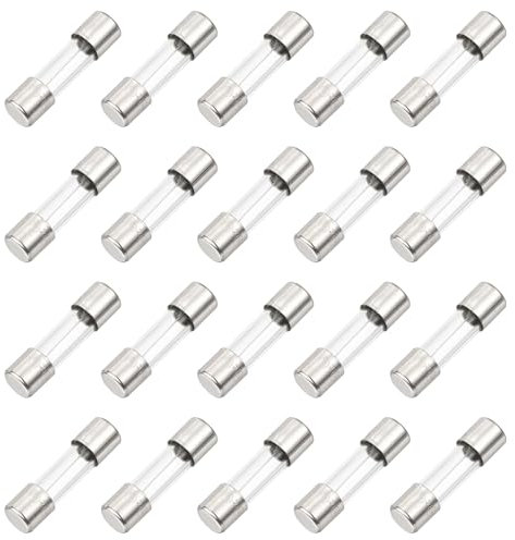 sourcing map 20 fusibles de vidrio de soplado lento, 8 A, 125 V, 5 x 20 mm, fusibles de retardo de tiempo para placa PCB, dispositivos electrónicos, electrodomésticos, cadena de luz