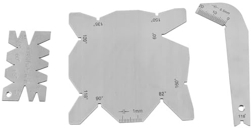 Yosoo Bohrwinkellehre Set, 3 Stück Edelstahl | Schleifprüfer 60-160°, 118° Spitzenwinkel, Tasche