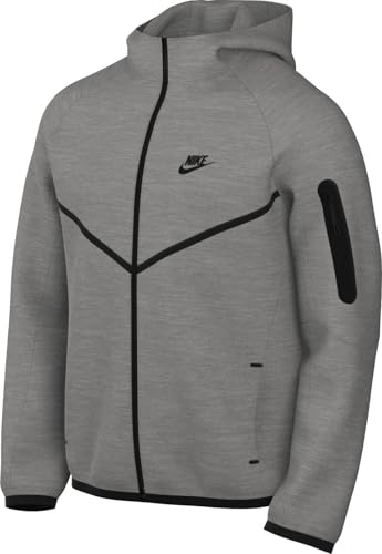 Nike Tch Fleece Full Zip Wr Fleecejacka för män, Dk Grey Heather/Black, XL