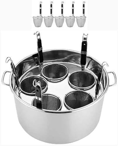 LBLFEBD Pasta Cooker Insert Set Commercial Stainless Stockpots with Divider and Colander Strainer Multipots Cooking Tool Kitchen Noodle Boiler Bucket for Pasta, Noodles, Veggies