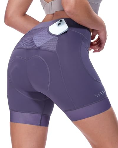 Sportneer Radlerhose Damen mit Sitzpolster 4D Gepolsterte Fahrradhose kurz mit Tasche Elastische atmungsaktiv Radhose Damen Polster Schmerzfrei Schnelltrockende
