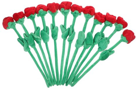Alipis Flores De Peluche Rosas Flexibles Rojo Intenso, Ramo De 12 Piezas, Flor Artificial Suave, Decoración Hogar, Interiores y Exteriores, Ornamento para Fiesta y Dormitorio