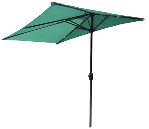 YAVYAV 4ft X 8ft Half Rectangular Patio Umbrella, Outdoor Canopy With Easy Hand Crank, For Patio, Balcony, Garden, Deck, Picnic(Dark green)