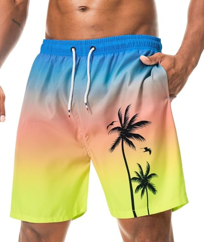 Danfiki badshorts herr simbyxor boardshorts strand snabbtorkande med nätfoder blixtlåsfickor, gUL, L