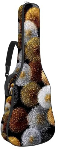 Gitarrentasche für Akustik-, E-Bass-, Konzertgitarre, 101,6 cm, 1 cm dick, Schaumstoff, weich gepolstert, für Akustikgitarre, E-Bass, klassische Gitarre, Ditsy Blumen mit Blättern auf rotem