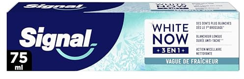 Signal White Now – 3-in-1-Zahnpasta – Fresh Kiss – intensives Frischegefühl und Weißheit, langanhaltend, fleckenabweisend – 96 Prozent Inhaltsstoffe natürlichen Ursprungs – 75 ml