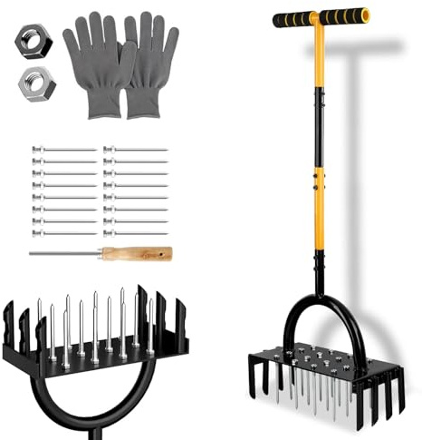 Fynokst Aireador De CéSped 2 En 1, Aerificador para CéSped, Erificador para CéSped Hueco, Utilizado para Aireador De Carpintero, VentilacióN del Suelo, Cuidado del CéSped