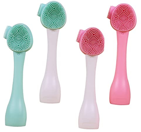 4 Stück Silikon Gesichtsbürste für Reinigung und Massage | Handlich für Make Up und Waschen, Rillenstruktur, Unterstützt Sanfte Druckanwendung