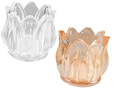 Alipis 2pièces Bougeoir Tulipe Verre Bougeoirs Petits Transparents Coniques pour Centre De Table Lot de Ambrés