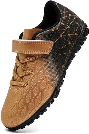 Jaskdconsy Scarpe da calcio per bambini per ragazzi e ragazze – Scarpe leggere a camme per prato artificiale | Scarpe sportive robuste per l'allenamento del calcio, Stil_q02 oro, 33