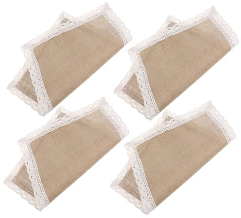 Amosfun 4 pezzi Sottopiatti Rettangolari in Juta Naturale con Pizzo Tovagliette Resistenti al Calore per da Pranzo Protezione da Macchie e Graffi Facili da e Manutenere Decorazione