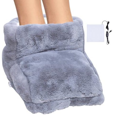 Calentador de Pies Eléctrico para debajo del Escritorio - Pantuflas Calefactables con Conexión USB | Saco Calientapiés Eléctrico | Con 3 Niveles de Calor y Temporizador (30/45/60 min), Felpa Suave