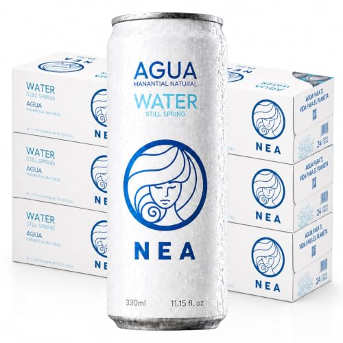 NEA Agua Mineral Natural Enlatada - Agua de Manantial Premium en Latas de Aluminio Sostenible - Sin Plástico Sin BPA 330ml (6 Cajas - Pack de 144)