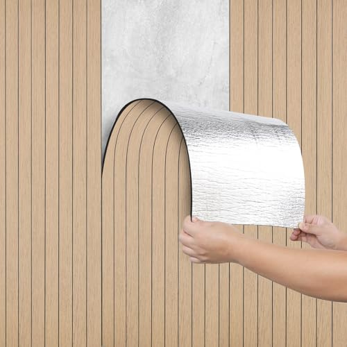 Camiraft Peel and Stick Wall Panels Self-Adhesive Wood Wall Panels Waterproof 3mm Thick Stick on Wall Panels Wood Paneling Wallpaper for Kitchen,Living Room,Bedroom,Ceilings,Office,40x300CM Brown