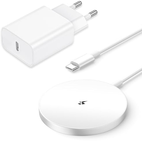 Trådlös för MagSafe-laddare med 15W för iPhone – 20W USB-C-adapter ingår – Kompatibel med iPhone 17 Pro Max / 17 Pro / 17 Air / 17/16 Pro / 16 Plus / 15/14 / 13/12-serien samt AirPods 4/3 / 2