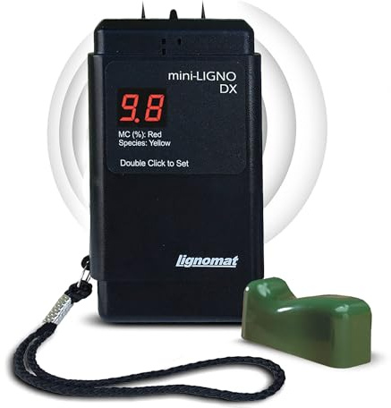 Lignomat mini-Ligno DX Moisture Meter - Wood Moisture Meter for Wood, Bamboo, Laminates, Gypsum, Drywall & Different Wall Boards - Humidity Tester for Woodworking, Flooring, Restoration Projects