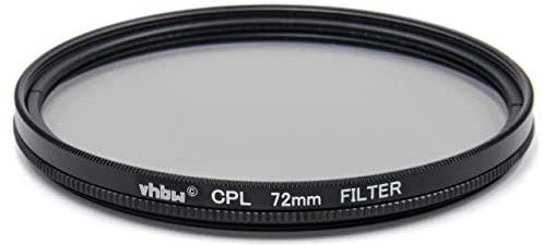vhbw Universal Polarisationsfilter für Kamera Objektive mit 72mm Filtergewinde - Zirkularer Polfilter (CPL), Schwarz