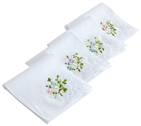 RDS HANKYTEX Cotton Embroidery Ladies' Handkerchiefs Lace Set of 6