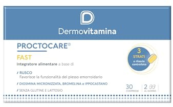 Dermovitamina Proctocare Fast Integratore Alimentare - Supporto al Benessere del Microcircolo e della Circolazione Venosa - 30 Compresse a Rilascio Graduale - Senza