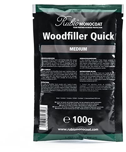 Rubio Monocoat Woodfiller Quick (Medium), 100g Bag | Quick-Curing Putty for Interior Joinery & Wood
