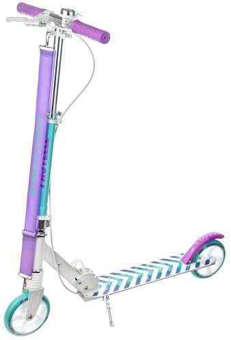RAVEN Scooter Roller Tretroller Kickscooter für Kinder | klappbar | höhenverstellbar | Tragegurt (Pastelle White/Mint mit Handbremse, 145mm)