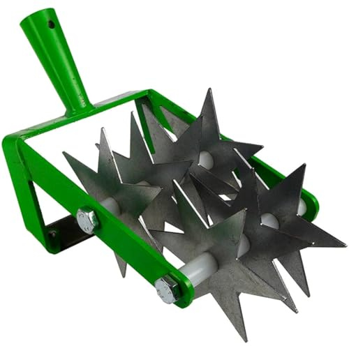 Rotary Soil Cultivator, 2-in-1 Hand Tool - Soil Rejuvenator and Weed Remover, Steel Rotary Hand Soil Scarifier Cultivator Head, 14.5 cm / 5.7″ Wide, Gardening and Farming Tool