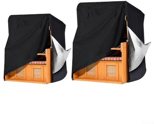 Housse de protection pour chaise de plage d'extérieur 210D imperméable double housse de chaise de plage, protection contre la pluie et la poussière (135 x 105 x 175 cm)