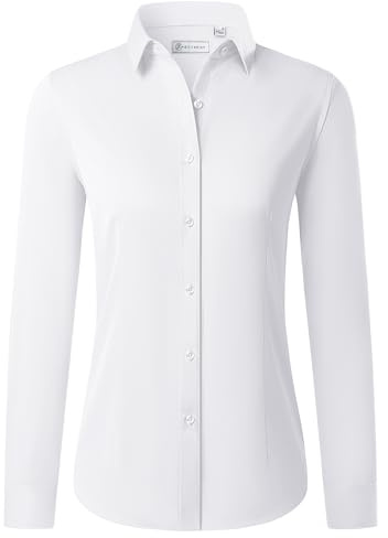 siliteelon Women Blouses White Button Up Shirt Long Sleeve Tops for Work