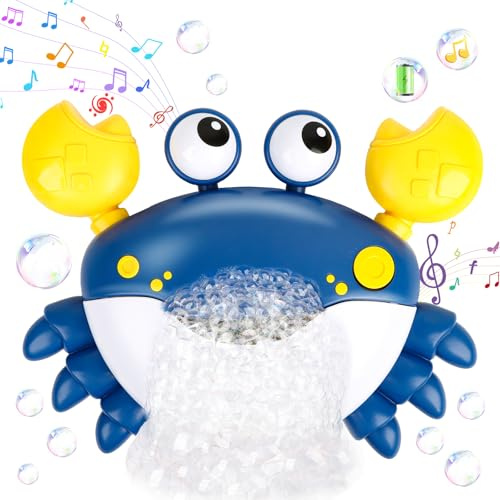 JoiTale Baby Bath Toys, Rechargeable Bath Bubble Machine with 12 Songs, Automatic Crab Bubble Maker Bath Toy for Toddler, Sensory Shower Toy for 1-6 Year Olds, Fun Bathtub Toys Gift for Boys Girls