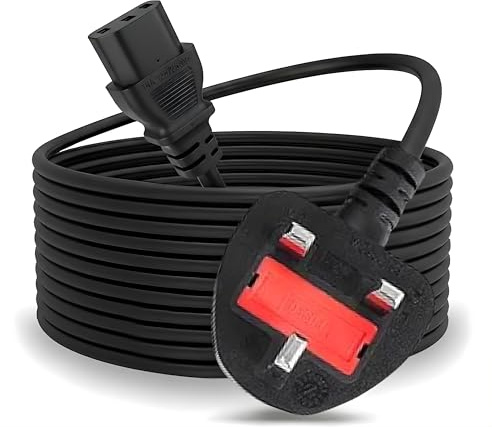 10m UK Computer Power Cable, Kettle Lead/UK Power Cord, UK Mains 3 Pin Plug Power Cable, 13A 250v Kettle Power Supply Lead Cord for PC, Monitor, Printer & More (10M)