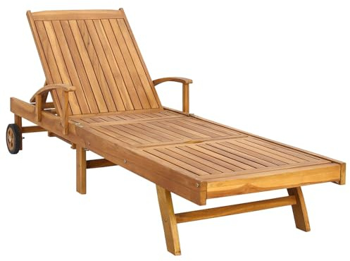 vidaXL Transat 1-Personne Marron Bois de Teck Massif, Mobilier Moderne et résistant à l'eau, sièges extérieurs élégants, transat réglable, Fauteuil Durable