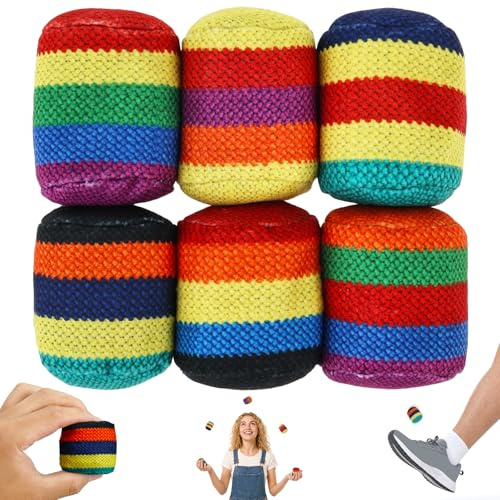 Deuson 6 palline da giocoliere intrecciate a mano, morbide palline per giocolieri, per principianti, scuole, giochi di circo e attività all'aperto (multicolore)