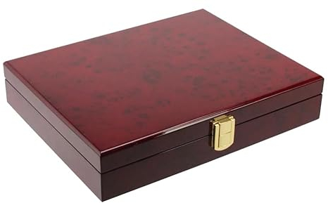 SAFE 5797 Wurzelholz Münzkassette Premium | inkl 3 samtblaue Tableaus für 60 Stück 10€/20€-Münzen in Dosen | Format: 258 x 205 x 45 mm