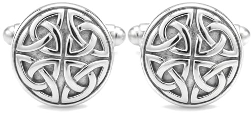 Alexander Castle 925 Sterling Silber Keltische Manschettenknöpfe für Männer – Runde 15mm Keltische Trinity-manschettenknöpfe mit Schmuck-geschenkbox
