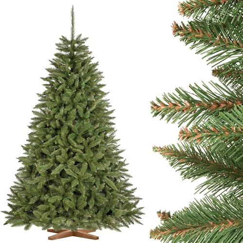FAIRYTREES Weihnachtsbaum künstlich FICHTE Natur, grüner Stamm, Material PVC, inkl. Holzständer, 220cm