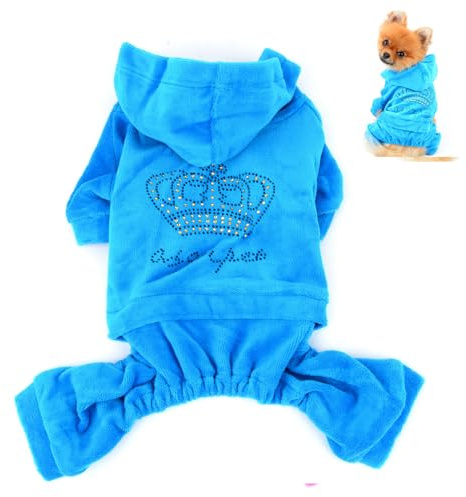 SELMAI Kapuzenpullis für Hunde Sport Outfits Kostüme für Kleine Hunde bekleidung Weicher Samt Winterjacken Wintermäntel für Haustier Welpen Chihuahua Gehen Ausbildung Draussen Blau XS