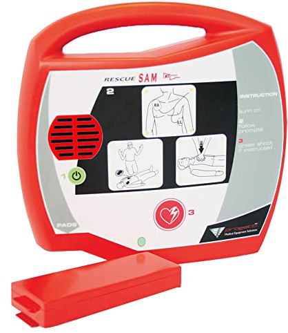 DESA Rescue Sam - Desfibrilador externo semiautomático para uso público por personas sin experiencia; proporciona instrucciones vocales en español, 33430