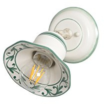 VANNI LAMPADARI - Applique da Parete Interno Edera - Lampada da Parete Orientabile con Snodo- in Ceramica Decorata a Mano - Applique Camera da Letto - Bagno - Cucina – Soggiorno, Verde