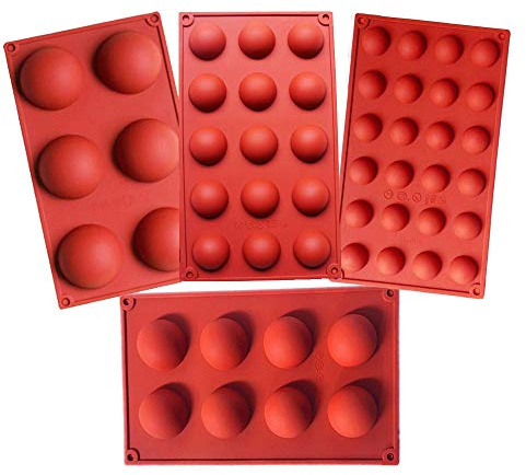 Molde de silicona semicircular, Shxmlf de media esfera, para tartas, dulces y gomas, juego de 4 moldes para tartas, decoración de tartas, mousse, tarta, helado, bomba de hielo, molde para cupcakes,