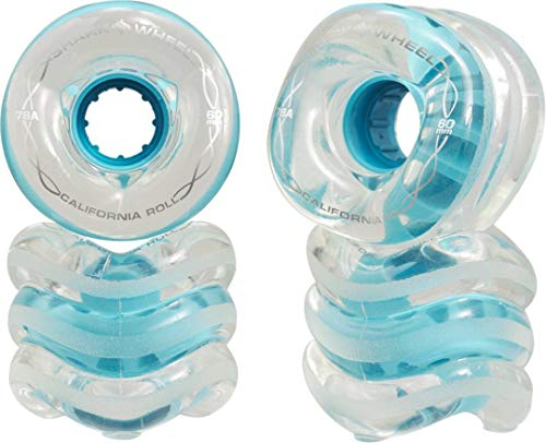 SHARKWHEEL California ROLL Longboard 4er Rollenset 2021 Clear with Blue hub, 60mm/78a