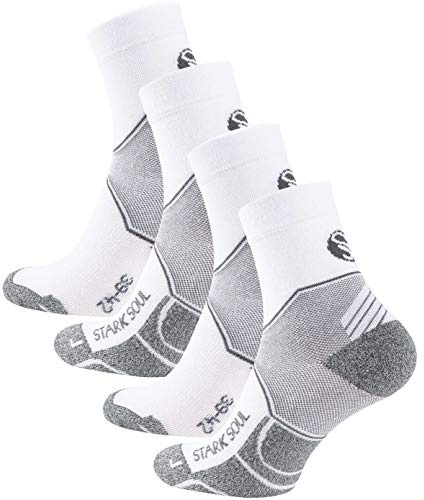 STARK SOUL Quarter Performance Sportsocken, Funktionssocken für Damen & Herren (2 Paar), Laufen, Joggen, Radsport, Fitness, Triathlon, Wandern, Weiss, 43-46