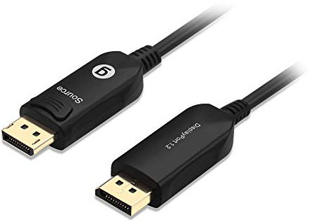 gofanco DisplayPort Fiber Optic Cable 15m (49ft) – 4K @60Hz YUV 4:4:4, DisplayPort 1.2, HDCP 2.2/1.4, 21.6Gbps, HBR2, 3D, Flexible, Triple Shielded Cable (DP12AOC-15m)