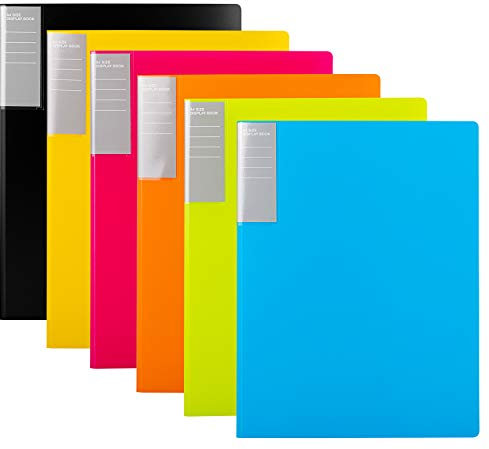 Amazon Basics Sichtbuch, A4, 30 Hüllen, 6er-Pack, Mehrfarbig