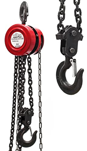 Wiltec Paranco a catena manuale, max 5000 kg, con catena di 3 m, per sollevamento di carichi pesanti