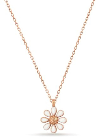Einzelstück® Halskette Daisy mit Gänseblümchen Anhänger I 925 Sterling Silber vergoldet I Antiallergen & Nickelfrei (Daisy Halskette Silber)