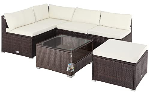 CASARIA Conjunto XL Muebles Jardín Lounge Poliratán Acero 5 Pers Mesa Cojines Lavables Intemperie